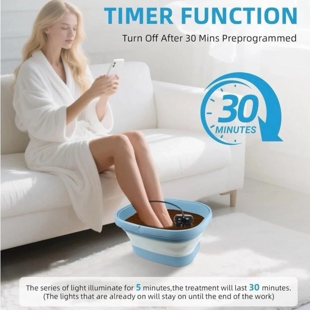 Ionic Collapsible Foot Spa with Timer Portable Foot Bath Massager